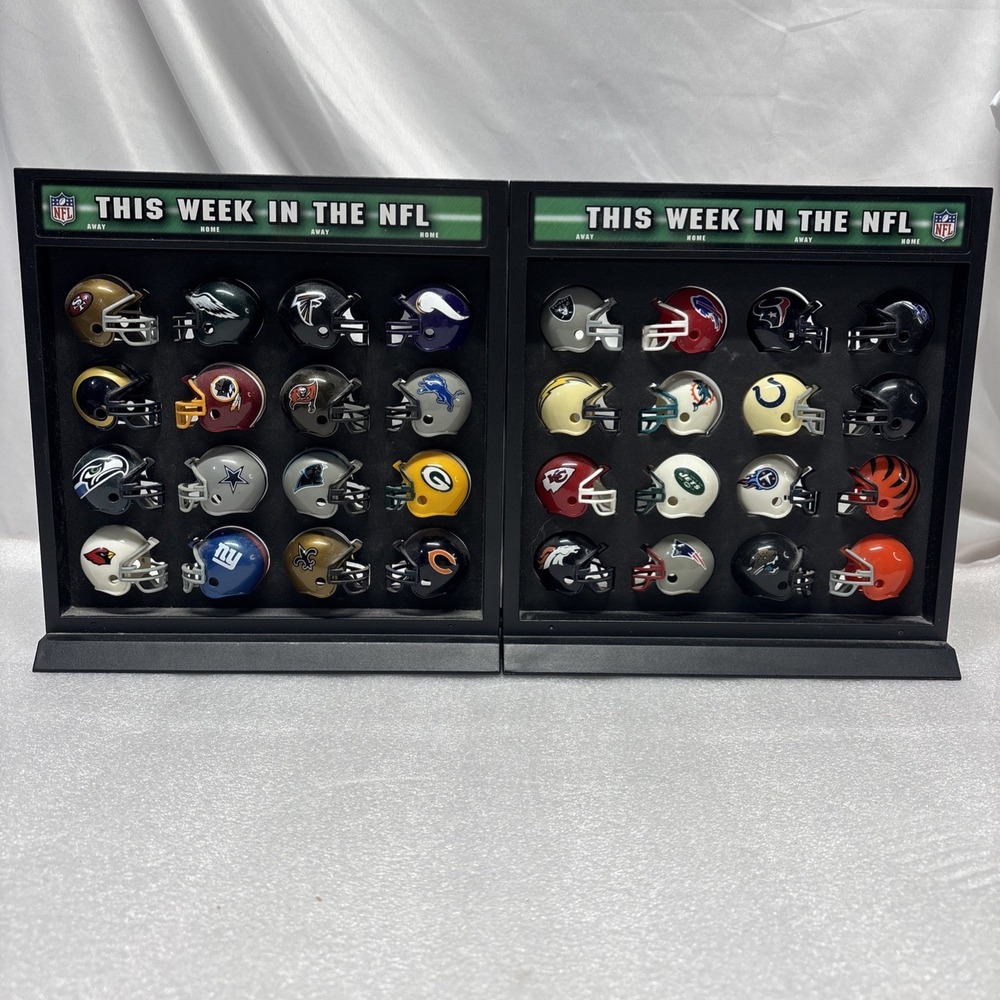 NFL Helmet Matchup Interactive Display w/ 32 Mini Helmets Riddell Standing Track